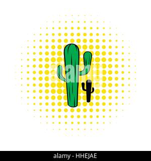 Icona di Cactus in stile fumetto Illustrazione Vettoriale