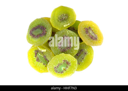 Kiwi frutta secca isolati su sfondo bianco Foto Stock