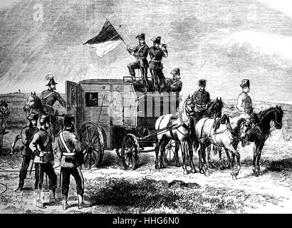 Campo telegraph corps; Royal Engineers. Campo sede del telegrafo van. 1869. Foto Stock