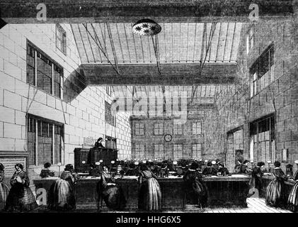 La sala del telegrafo; Elettrico e International Telegraph Company; Bell Alley; Londra. 1859. Foto Stock