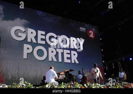 Londra - Sep 11, 2016: Gregory Porter esegue presso la BBC Radio 2 Live in Hyde Park il Sep 11, 2016 a Londra Foto Stock