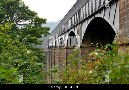 L Acquedotto Pontcysyllte che porta il Llangollen canal oltre il fiume Dee valley in North East Wales, Regno Unito. Foto Stock