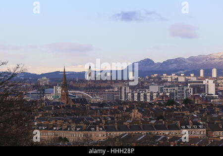 Università di Glasgow e della zona circostante e Campsie Fells Scozia Gennaio 2017 Foto Stock