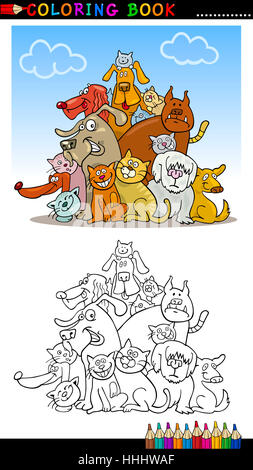 Animali, animali domestici, cani, illustrazione, cartoon, educazione, fumetti, animali animali domestici, Foto Stock