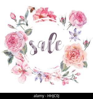 Molla di vettore vintage floreale scheda di vendita Illustrazione Vettoriale