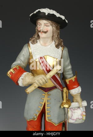 Dresda Volkstedt coppia di statuette di porcellana soldati Foto Stock