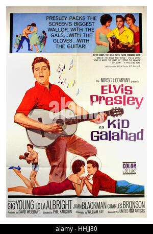 KID GALAHAD, 1962. Vintage Film Cinema Movie poster con Elvis Presley, Gig Young, Lola Albright Charles Bronson e il regista Phil Karlson. Foto Stock