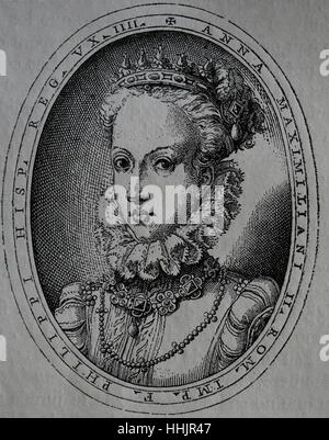 Anna d'Austria (1549-1580). Regina consorte di Spagna. Quarta moglie di Filippo II di Spagna. Foto Stock