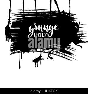 Spruzzi di texture di vernice. Grunge background. Macchia nera di inchiostro. Posto per il testo. Grungy effetto moncone. Illustrazione Vettoriale Illustrazione Vettoriale
