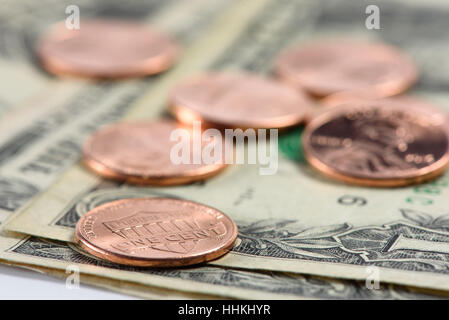 Un cent sul dollaro valuta. Macro shot Foto Stock