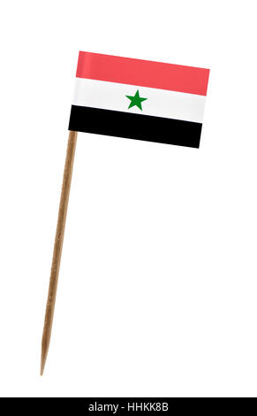 Dente pick wit una piccola bandiera di carta dello Yemen Foto Stock