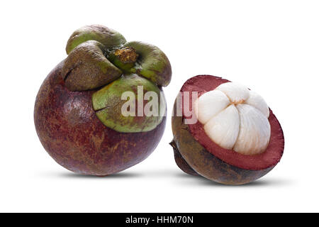 Mangosteen isolato su uno sfondo bianco close up Foto Stock