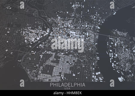 Mappa di Philadelphia, vista satellitare, Stati Uniti d'America. Il rendering 3D Foto Stock