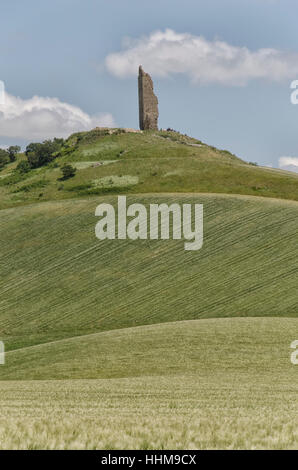 Vista di ciò che resta del castello di Montecorvino Foto Stock