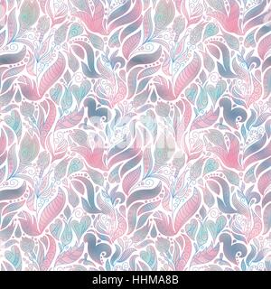 Vector seamless pattern di colori di spirali, turbolenze scarabocchi e fiori Illustrazione Vettoriale