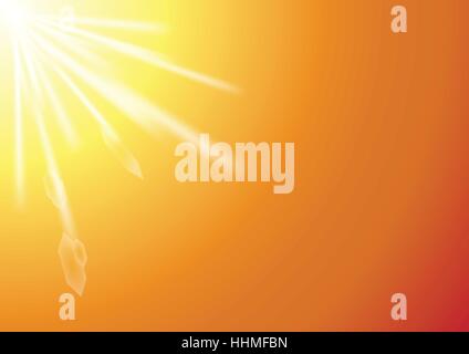Sunset flare, arancione i raggi di luce solare, sky burst di Sun Illustrazione Vettoriale