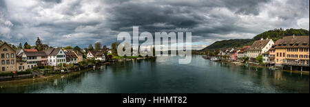 Vista di Stein am Rhein, Cantone di Sciaffusa, Svizzera Foto Stock