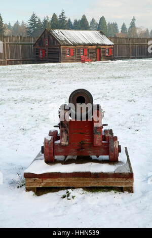 Il cannone, Fort Vancouver National Historic Site, Vancouver National Historic Reserve, Washington Foto Stock