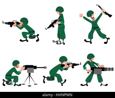 Illustrazione vettoriale di un sei uomo militare Illustrazione Vettoriale