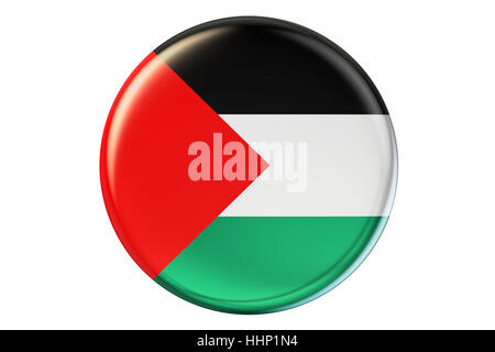 Il badge con la bandiera della Palestina, 3D rendering isolati su sfondo bianco Foto Stock