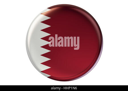 Il badge con la bandiera del Qatar, 3D rendering isolati su sfondo bianco Foto Stock