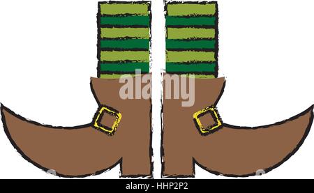 Cartoon boot strisce leprachaun calze st Patrick day Illustrazione Vettoriale