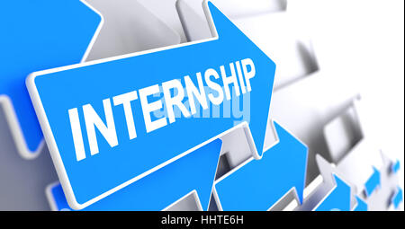 Internship - etichetta sul cursore blu. 3D. Foto Stock