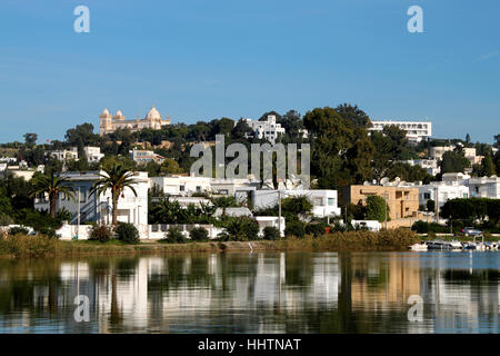 Casa, costruendo, porto, Tunisia, porti, comunità, villaggio, città mercato, Foto Stock