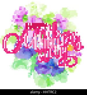 Lettering felice festa della mamma. Disegnata a mano con carta di fiore. Illustrazione vettoriale EPS 10 Illustrazione Vettoriale