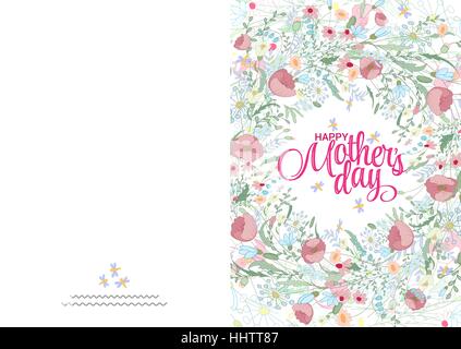 Bellissimi fiori decorate greeting card design per la felice giornata della donna celebrazione. Illustrazione Vettoriale
