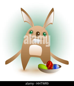 Holiday, grafica, pasqua, lepre, illustrazione, uovo di pasqua, pasqua-bunny, abbraccio, Foto Stock