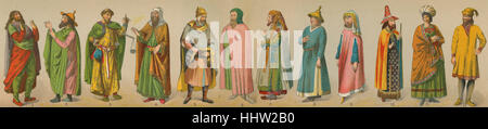 I costumi degli ebrei I (1/3): 1. Francia (c.XII secolo); 2. Germania (XIII secolo); 3. Germania: Denaro-changer (XII secolo); 4. Foto Stock