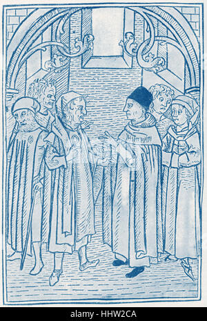 La disputa tra ebrei e cristiani teologi, da Peter Schwarz, 'Der Stern Messhiah', 1477. Foto Stock