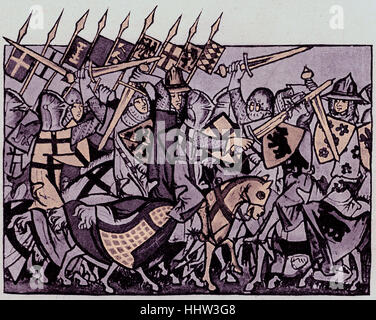 L'esercito imperiale di Arrigo VII in battaglia durante la sua discesa a Roma, c. 1312. Enrico VII (Heinrich), c. 1275 - 24 agosto 1313, Foto Stock