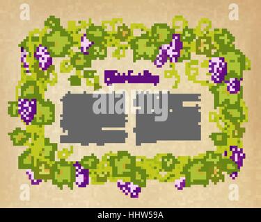 Brown carta stropicciata con uve. Illustrazione Vettoriale. Illustrazione Vettoriale