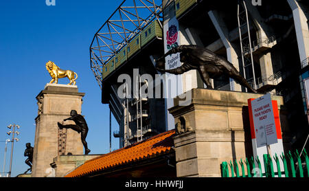 Stadio di Twickenham, vista generale, GV, West Stand, Rose e cancelli di papavero, Lion Gate Foto Stock