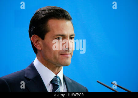 Enrique Peña Nieto - Treffen der dt. Bundeskanzlerin mit dem mexikanischen Praeisdenten, Bundeskanzleramt, 12. Aprile 2016, Berlino. Foto Stock