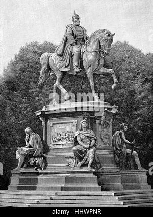 Il monumento di Schwerin per il Granduca Friedrich Franz II di Mecklenburg-Schwerin, Germania, immagine storica o illustrazione, pubblicato 1890, digitale migliorata Foto Stock