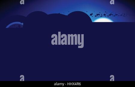 Concetto di vettore illustrazione romantica di nuvole, Luna e arcobaleni, Eps10, trasparenza e un gradiente di maglie utilizzate Illustrazione Vettoriale