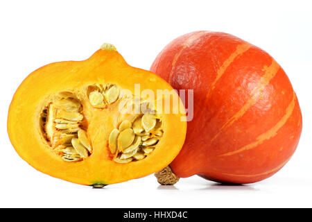 Red kuri squash isolati su sfondo bianco Foto Stock