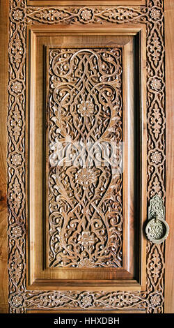 Legno tradizionale carving, Uzbekistan Foto Stock