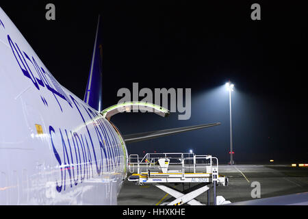 Freigth, cargo,, spazio, camera, stazione, piano, aeromobili, cargo, guide, titolare, contenitore, box, carico, Boeing, B 747, Foto Stock