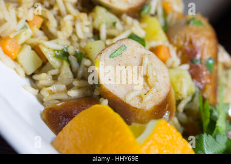 Stile New Orleans Jambalaya di salsiccia piatto. Foto Stock