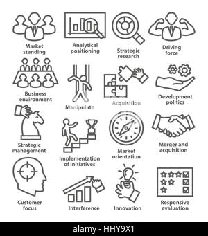 Business management icone di stile di linea. Pack 27. Illustrazione Vettoriale