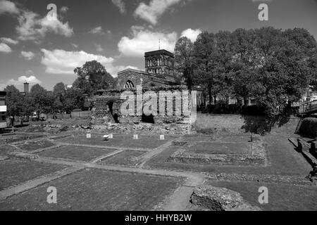 Le rovine di Jewry Wall, Jewry Wall Museum, Leicester City, Leicestershire, Inghilterra; Gran Bretagna; Regno Unito Foto Stock