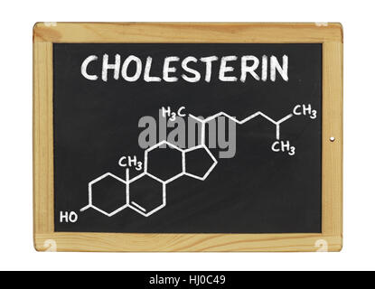 Chimica formula strutturale del colesterolo sulla lavagna Foto Stock