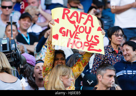 Melbourne, Australia. Xxi gen, 2017. Rafael Nadal di Spagna al 2017 Open di Australia a Melbourne Park a Melbourne, Austr Credito: Frank Molter/Alamy Live News Foto Stock