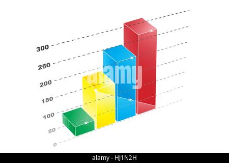 Illustrazione di vettore di statistiche grafico con crescente Foto Stock