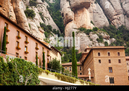 La religione, Spagna, facciata, Monastero di Montserrat, statue, Gesù, viaggi Foto Stock