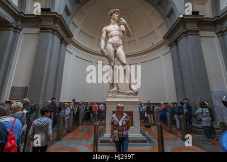 Firenze, Italia, 24 ottobre 2015 : David di Michelangelo statua in accademia, ottobre 24, 2015 a Firenze, Italia Foto Stock